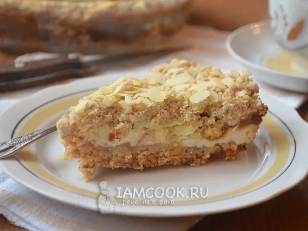 Фото блюда: Овсяный пирог с творогом и яблоками