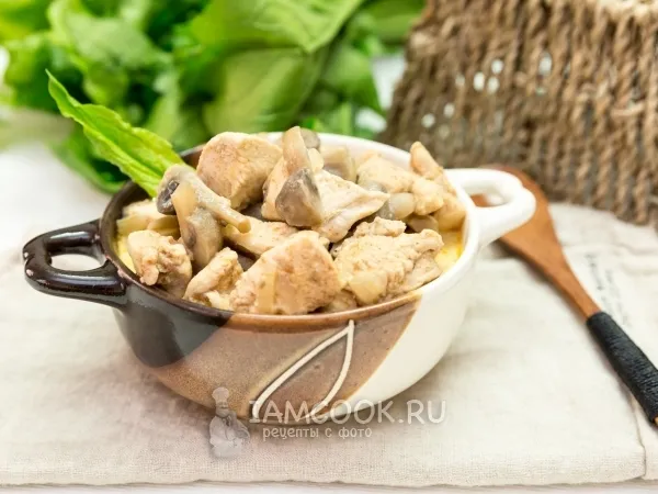 Фото блюда: Куриное филе с грибами в сметанном соусе с паприкой