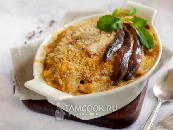 Фото блюда: Запеченный картофель с анчоусами в сливках