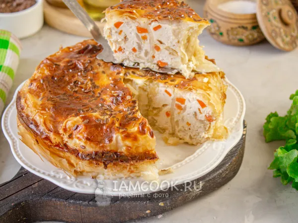 Фото блюда: Пирог «Улитка» из теста фило с курицей