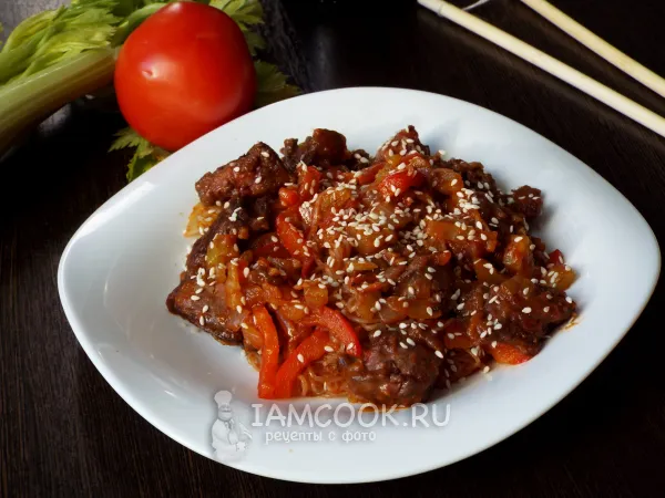 Фото блюда: Фунчоза с куриной печенью