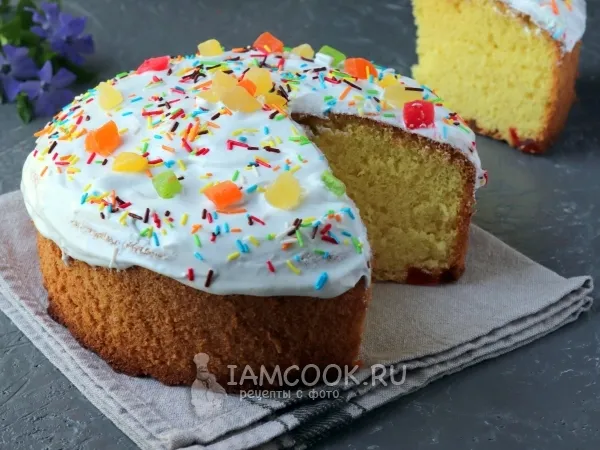 Фото блюда: Бисквитный кулич на Пасху