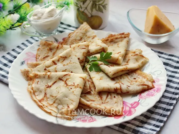 Фото блюда: Сырные блины на дрожжах