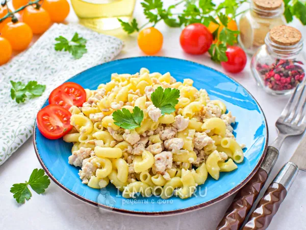 Фото блюда: Макароны по-флотски с куриной грудкой