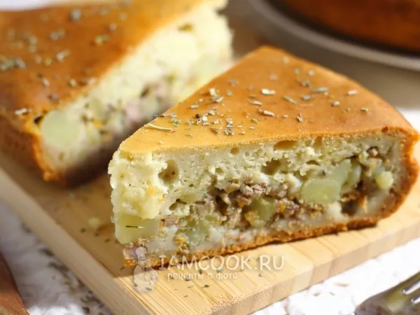 Фото блюда: Заливной пирог с картошкой и фаршем