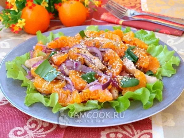 Фото блюда: Салат с мандаринами и курицей
