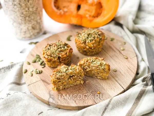 Фото блюда: Тыквенные кексы из овсяных хлопьев и цельнозерновой муки