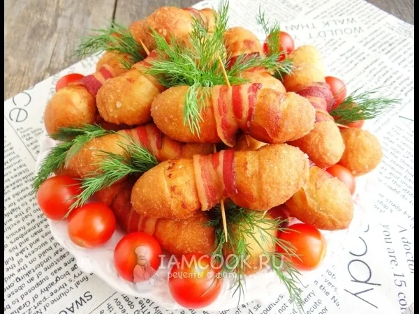 Фото блюда: Закуска из теста с сыром и беконом