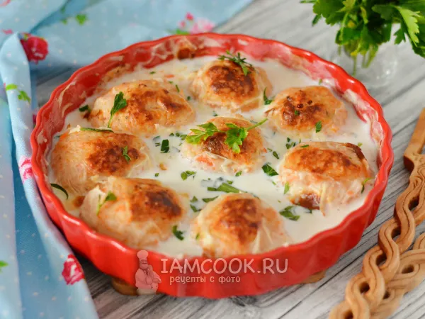 Фото блюда: Тефтели рыбные в сливочном соусе в духовке