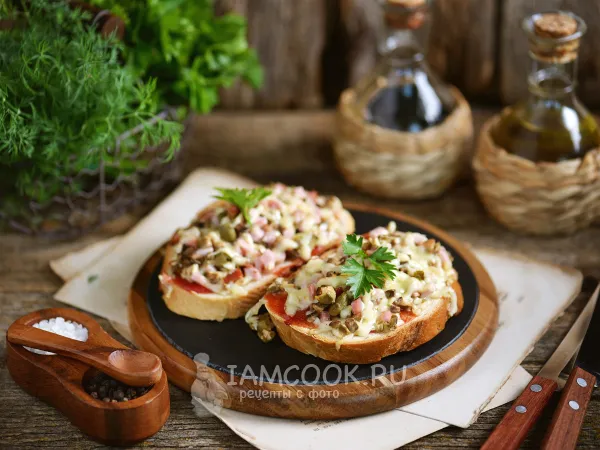 Фото блюда: Бутерброды-пиццы в духовке