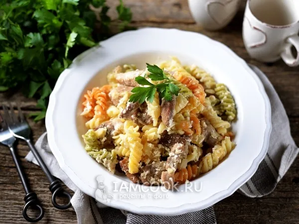 Фото блюда: Свинина с макаронами в духовке