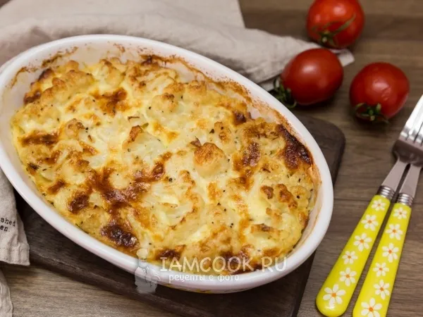 Фото блюда: Цветная капуста со сметаной в духовке