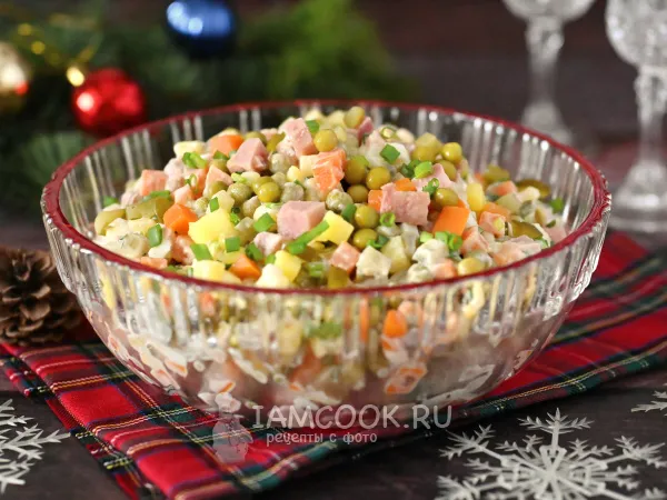 Фото блюда: Салат «Зимний» с ветчиной из банки