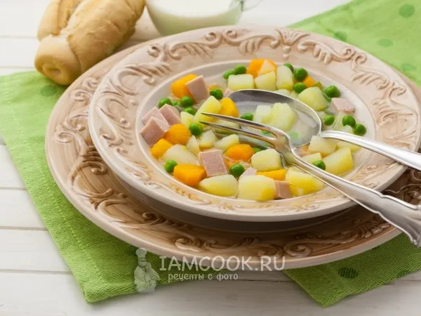 Фото блюда: Суп с вареной колбасой