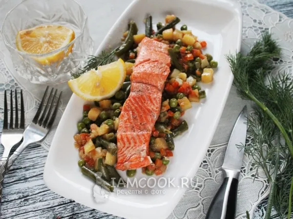 Фото блюда: Нерка на сковороде (с овощами)