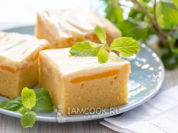 Фото блюда: Пирог с персиками и сметаной