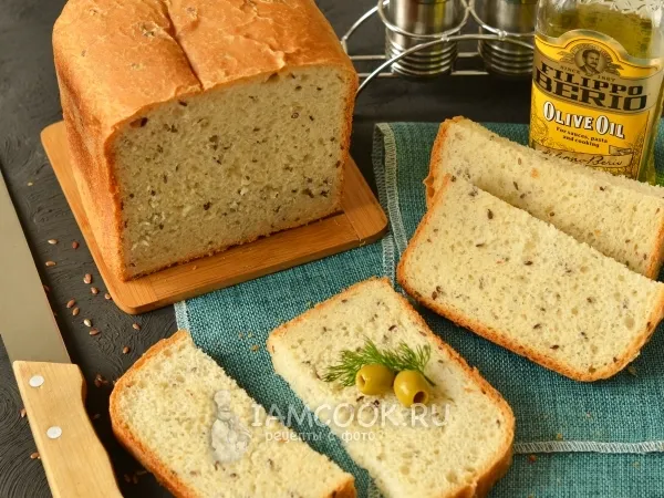 Фото блюда: Оливковый хлеб с семенами льна (дрожжевой)