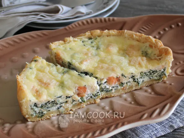 Фото блюда: Киш с рыбой и шпинатом
