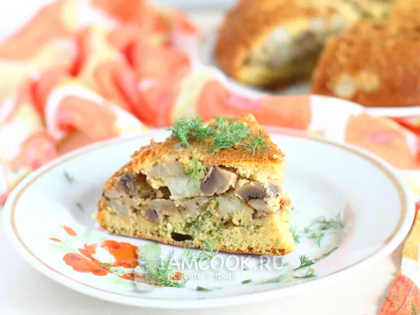 Фото блюда: Заливной пирог с картошкой и грибами