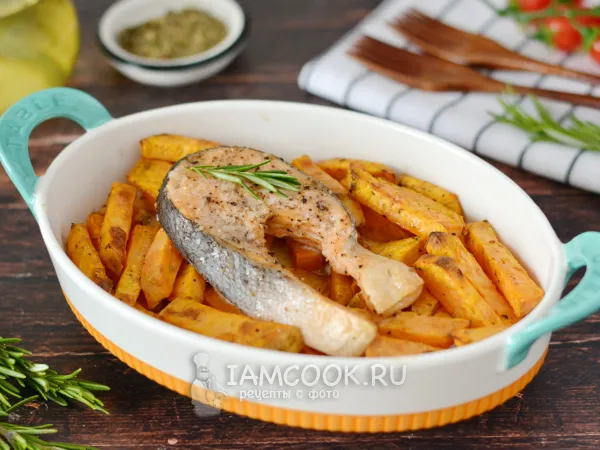 Фото блюда: Батат с рыбой в духовке