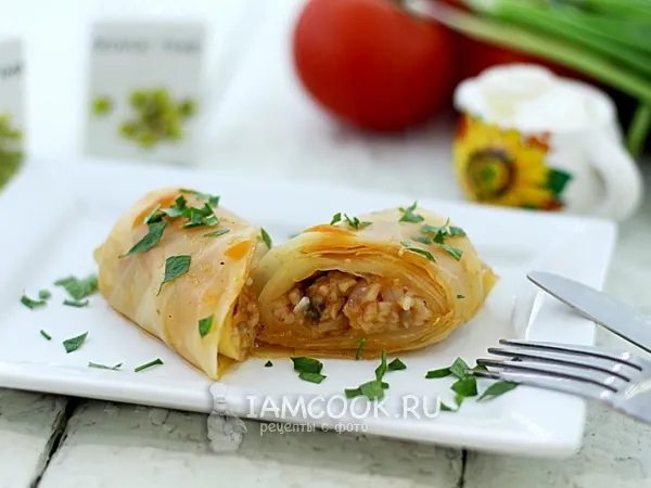 Фото блюда: Постные голубцы с грибами и рисом