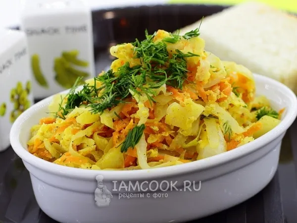 Фото блюда: Жареная капуста с яйцом