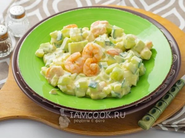 Фото блюда: Салат с креветками, огурцом и яйцами