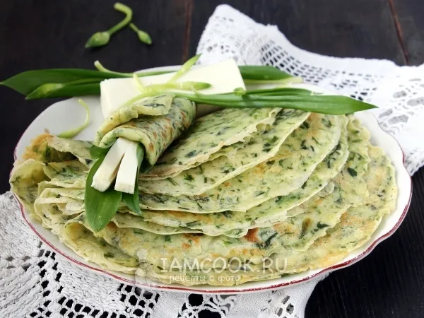 Фото блюда: Тонкие блины с черемшой