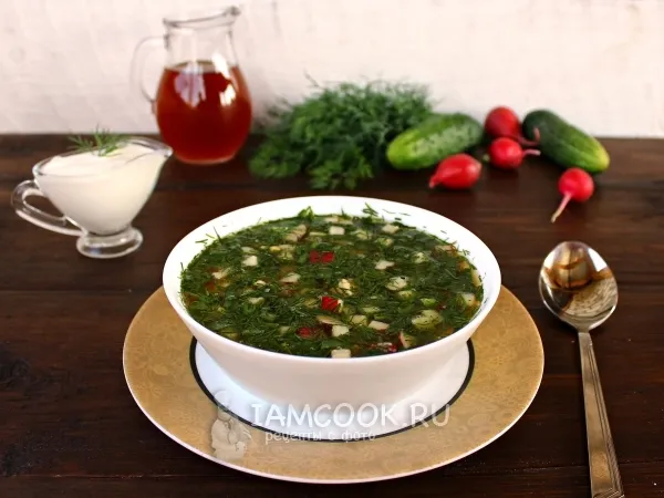 Фото блюда: Окрошка с курицей на квасе