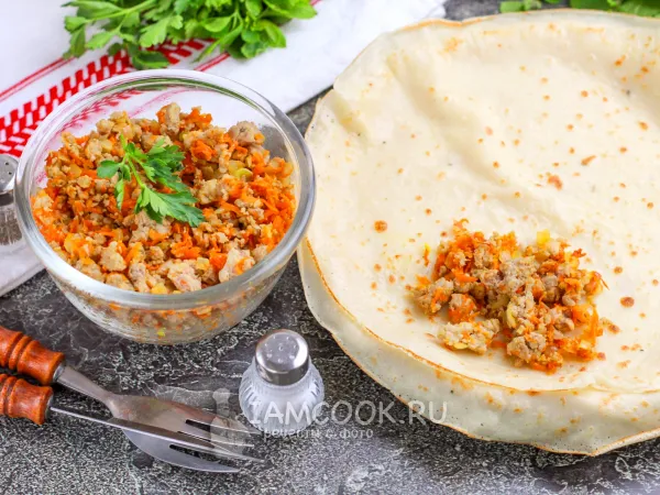 Фото блюда: Начинка для блинов из фарша свинины