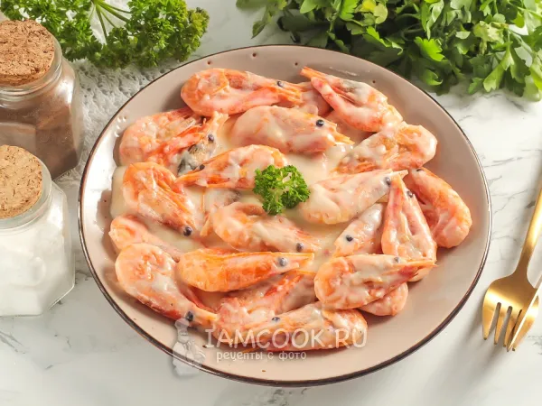 Фото блюда: Жареные креветки в сливочном соусе