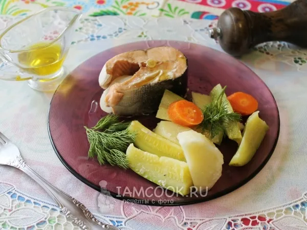 Фото блюда: Семга на пару с овощами