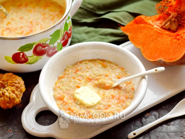 Фото блюда: Ячневая каша с тыквой на молоке