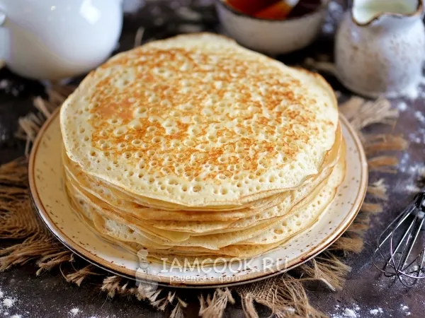 Фото блюда: Блины с дырочками на молоке с дрожжами