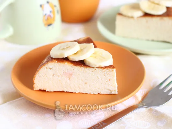 Фото блюда: Творожная запеканка с бананом в мультиварке