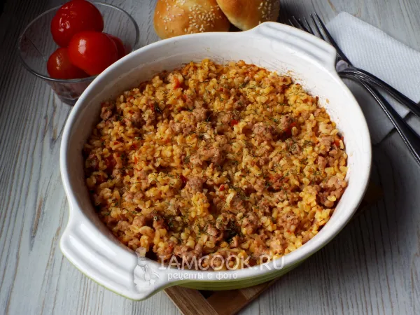 Фото блюда: Булгур с фаршем в духовке