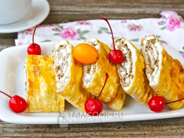 Фото блюда: Штрудель из лаваша с творогом