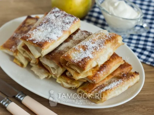 Фото блюда: Горячий лаваш с яблоками и творогом