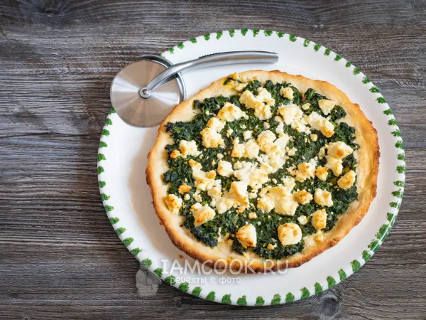 Фото блюда: Пицца со шпинатом и сыром