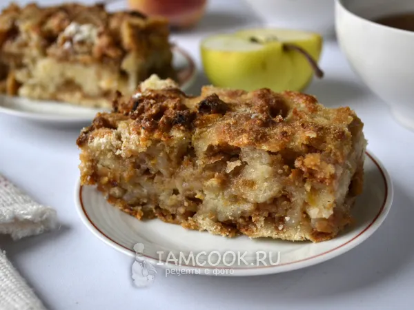 Фото блюда: Насыпная шарлотка с яблоками и манкой (слоями)