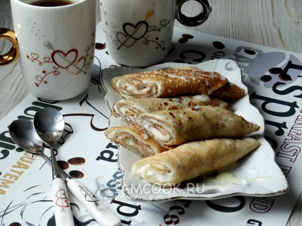 Фото блюда: Блинчики с творожным сыром (сладкие)