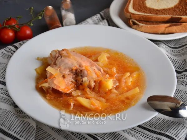 Фото блюда: Борщ с куриными бедрышками в мультиварке