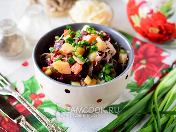 Фото блюда: Винегрет с зеленым луком (постный)