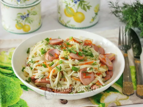 Фото блюда: Лапша удон с сосисками