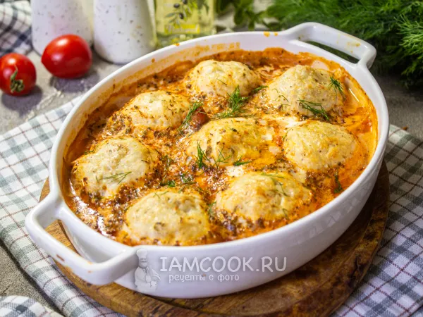 Фото блюда: Куриные тефтели в томатно-сметанном соусе