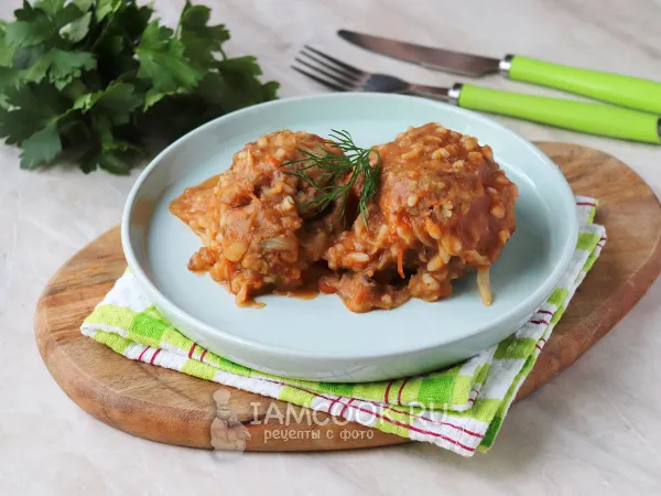 Фото блюда: Ленивые вегетарианские голубцы с чечевицей и рисом (постные)