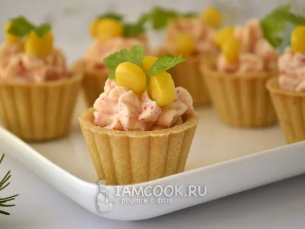 Фото блюда: Тарталетки с пастой из крабовых палочек