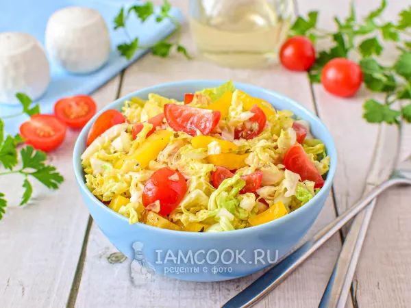 Фото блюда: Салат с пекинской капустой, помидорами и болгарским перцем