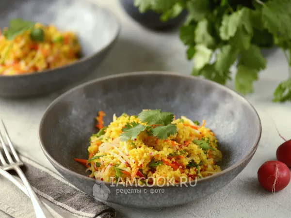 Фото блюда: Постный салат из кускуса и овощей