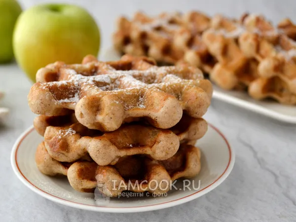 Фото блюда: Постные вафли с яблоками
